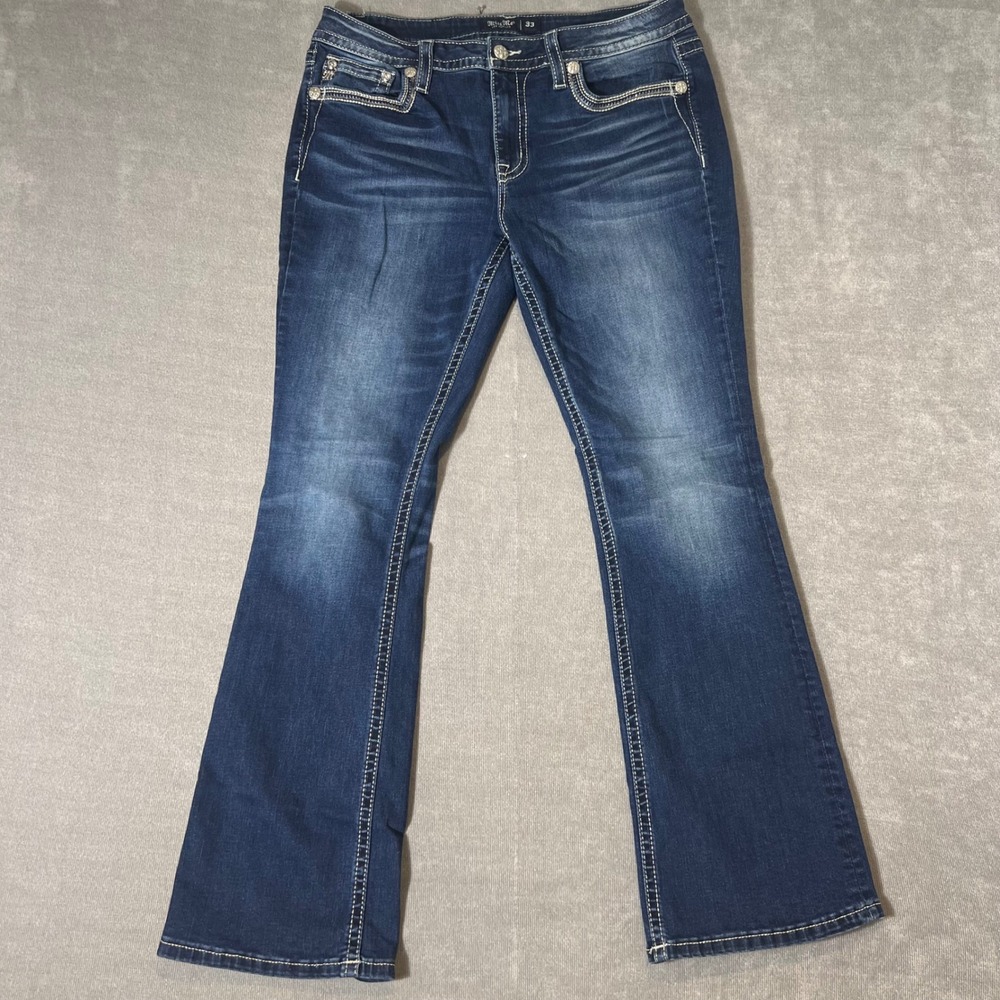 Miss Me Mid-Rise Bootcut Jeans 33 Dark Wash Dreamcatcher Moon M3476BV